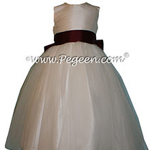 New Ivory and Eggplant Flower Girl Dresses