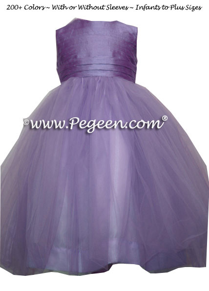 Matching Bill Levkoff Eurolilac Tulle Custom flower girl dress by Pegeen