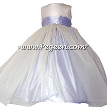 New Ivory and Lilac Silk Flower Girl Dresses