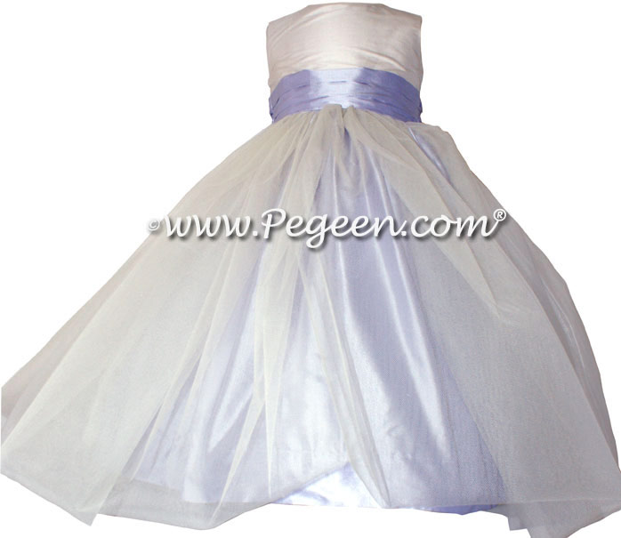 Silk Flower Girl Dresses Classic Style 356 in Bisque and Lilac | Pegeen
