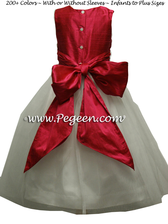 Red Silk Infant Holiday Dress 338