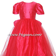 Lipstick pink tulle flower girl dresses