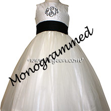 NEW IVORY  AND BLACK Silk Flower Girl Dresses by PEGEEN