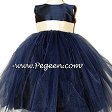 YELLOW AND NAVY TULLE flower girl dresses