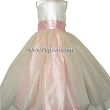 Peony Pink and Ivory Silk Tulle Flower Girl Dresses from Pegeen