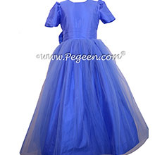 Sapphire Blue Silk Flower Girl Dresses - Pegeen Style 356
