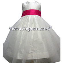 SHOCK AND NEW IVORY SILK WITH tulle flower girl dresses