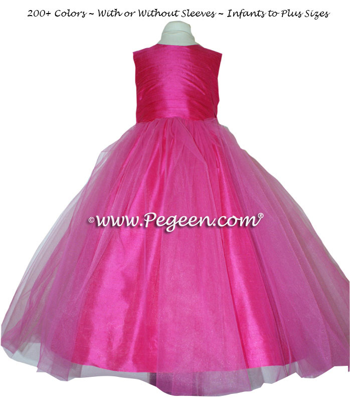 SHOCK PINK  SASH CUSTOM FLOWER GIRL DRESSES STYLE 356 BY PEGEEN
