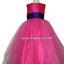 ROYAL PURPLE and SHOCK PINK  SASH Silk Flower Girl Dresses by PEGEEN