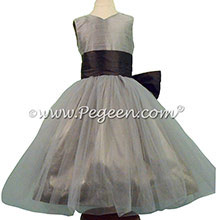 Medium Gray and Pewter Silk Flower Girl Dresses Style 356 - PEGEEN
