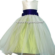Sprite Green and Royal Purple Silk Flower Girl Dress of the Month Style 356 from Pegeen