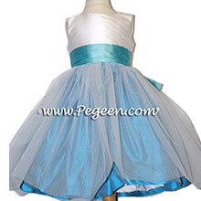 TIFFANY BLUE AND TURQUOISE SILK FLOWER GIRL DRESSES