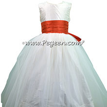 New ivory and Tomato Flower Girl Dress style 356