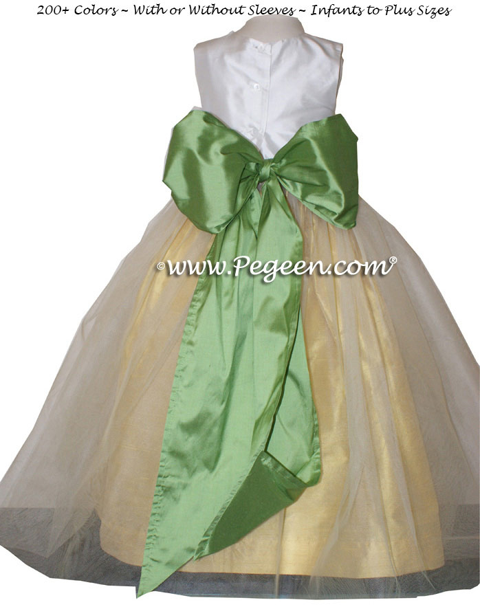 Flower Girl Dresses in Sunflower and Vine Green Classic Style 356