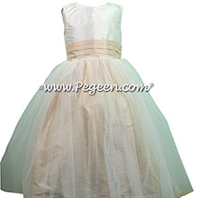 New ivory and Wheat Flower Girl Dress style 356