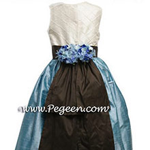 ADRIATIC (AQUA) AND SEMI-SWEET BROWN CUSTOM Flower Girl Dresses