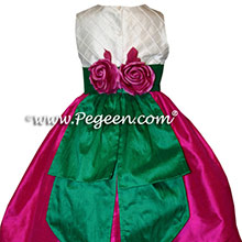 RASPBERRY AND EMERALD GREEN FLOWER GIRL DRESSES