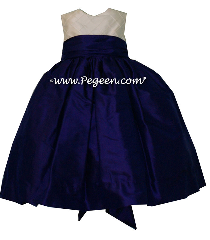Deep Plum Flower Girl Dress With Pintuck Silk Bodice with pin tuck silk bodice - PEGEEN Style 357