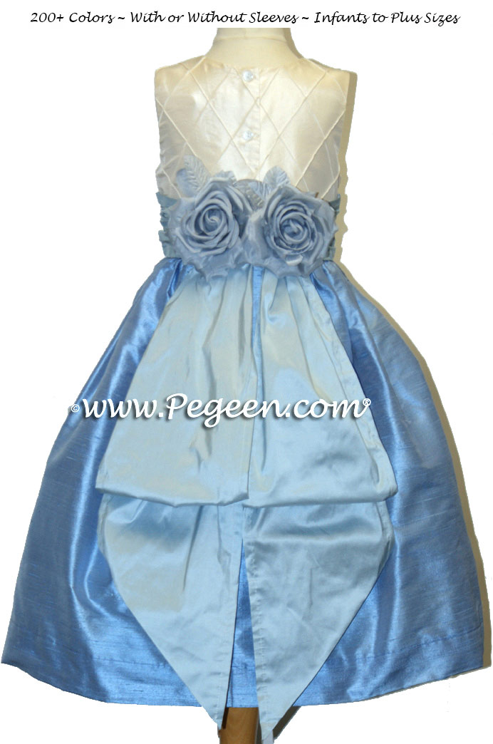 Sky Blue and Baby Blue custom Pin Tuck Silk Bodice by Pegeen