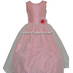 Bubblegum Pink silk with Organza CUSTOM FLOWER GIRL DRESSES by Pegeen