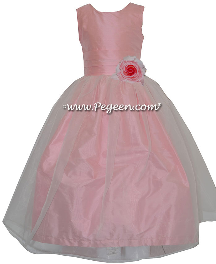 Custom Bubblegum Pink and Organza Silk Style 357 flower girl dress by Pegeen