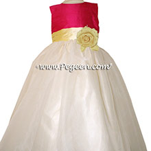 Cerise (hot pink) and Lemonade (yellow) organza CUSTOM Flower Girl Dresses