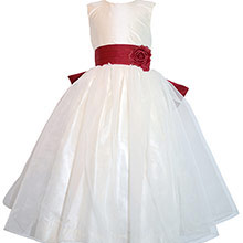Christmas Red and Antique White FLOWER GIRL DRESSES