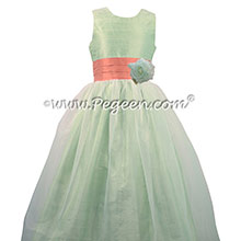 Summer green and sunset flower girl dresses - Pegeen Classic Style 359