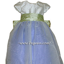 Periwinkle and Summer Green Silk Flower Girl Dresses Style 345 from Pegeen