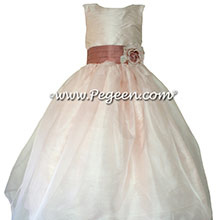 Blush Pink and Rum Pink silk with Pink Organza CUSTOM Flower Girl Dresses by Pegeen