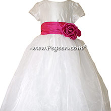 SHOCK PINK and new Ivory Silk and Organza Flower Girl Dress style 359