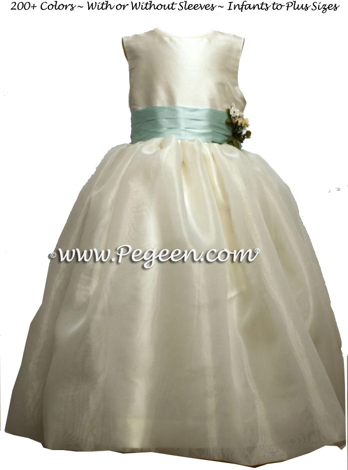 Bay (Mint Aqua) Silk Flower Girl Dresses For Your Wedding Party Style 359
