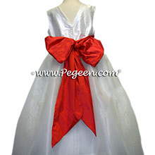 TOMATO RED and WHITE Flower Girl Dresses