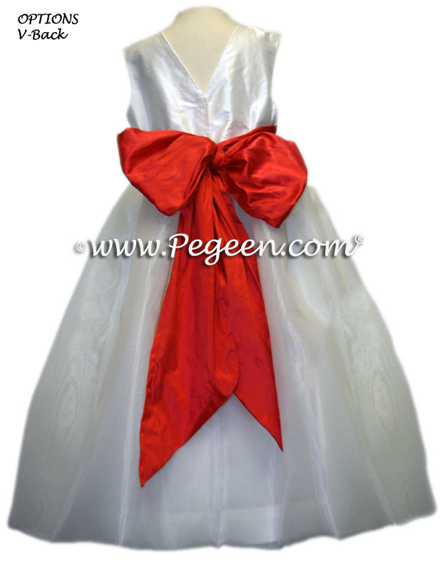 TOMATO RED FLOWER GIRL DRESSES WITH ORGANZA SKIRT