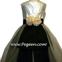 BLACK AND IVORY tulle flower girl dresses
