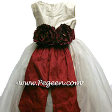 silk gold and cranberry flower girl dresses