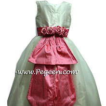 Gumdrop pink and ivory flower girl dresses