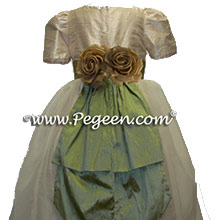 Ivory and green flower girl dresses