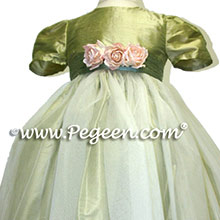 HARVEST GREEN TULLE FLOWER GIRL DRESSES