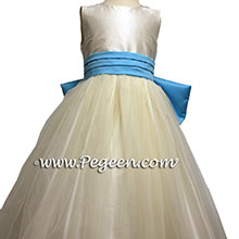 IVORY TULLE and  BAHAMA BREEZE FLOWER GIRL DRESSES