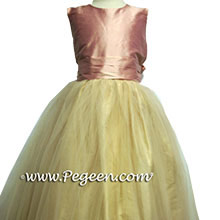 Pink and champagne flower girl dresses