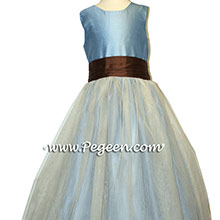 FRENCH BLUE AND CHOCOLATE BROWN flower girl dresses 