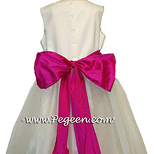 fuschia pink and white tulle flower girl dresses