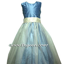 blue and ivory tulle jr bridesmaids dresses