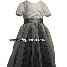 sparkle tulle in black and silver gray silk and silver tulle flower girl dresses