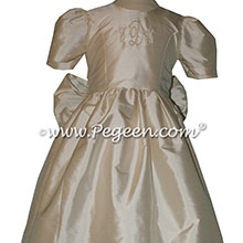 Bisque Silk Flower Girl Dresses style 379 by Pegeen with Monogramming