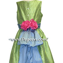 apple green and blue matching Ann Taylor junior bridesmaids dresses