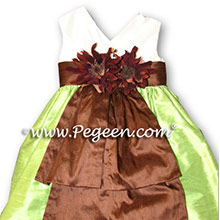 chocolate brown AND CITRUS APPLE GREEN CUSTOM Flower Girl Dresses