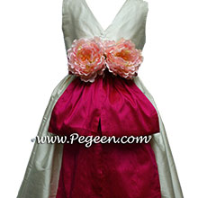 RASPBERRY AND BISQUE flower girl dresses