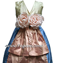 French blue and pink flower girl dresses
